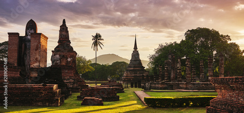 view of wat mahathat sukhothai historical park thailand