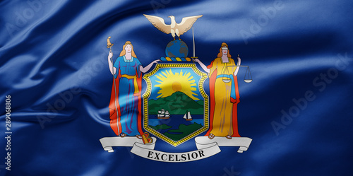 Obraz na plátně Waving state flag of New York - United States of America