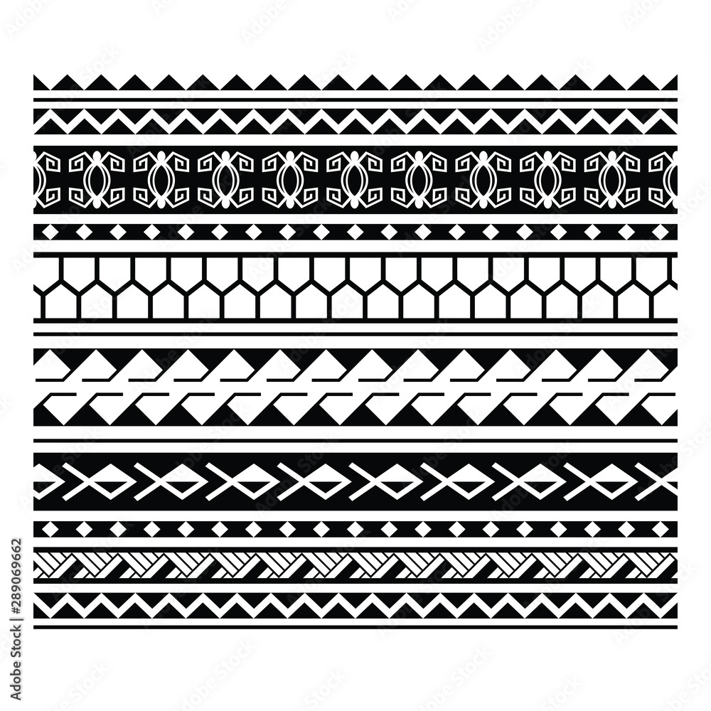 polynesian tattoo pattern vector illustration, border pattern geometric ...