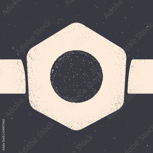 Grunge Casino roulette wheel icon isolated on grey background. Monochrome vintage drawing. Vector Illustration