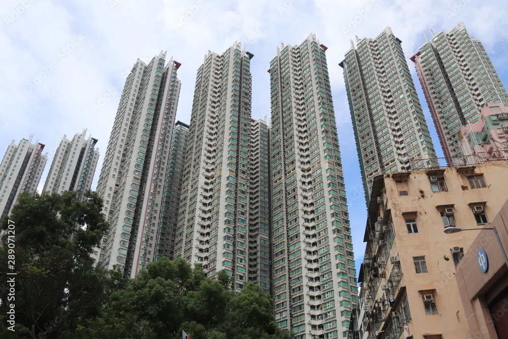 Obraz premium Tours d'habitations du quartier de Kowloon à Hong Kong