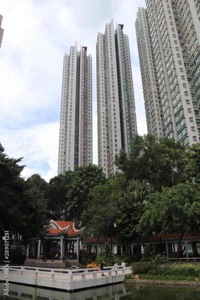 Obraz premium Tours d'habitations du quartier de Kowloon à Hong Kong 