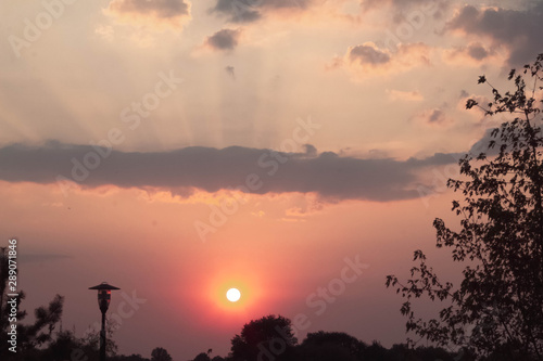 sunset lantern with sunshine tree