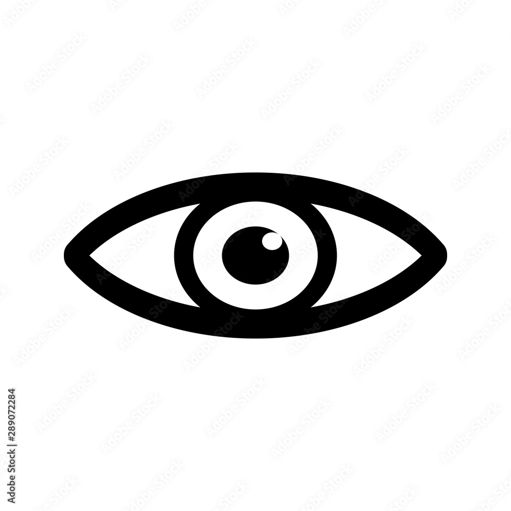Simple black eye icon vector with round reflection in pupil. Simple black eye icon vector with round reflection in pupil.
