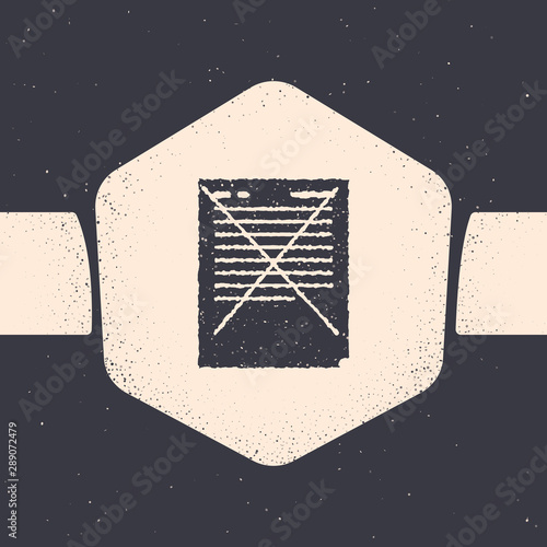 Grunge Exam paper with incorrect answers survey icon isolated on grey background. Bad mark of test results, concept of unsuccessful report. Monochrome vintage drawing. Vector Illustration