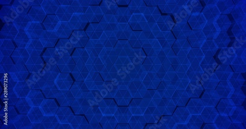 Abstract geometric blue hexagone background. 4k seamless loop. 3d render. photo