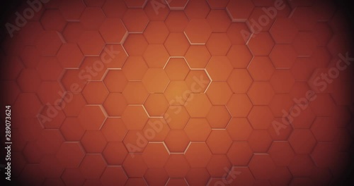 Abstract geometric honey gold hexagone background. 4k seamless loop. 3d render. photo