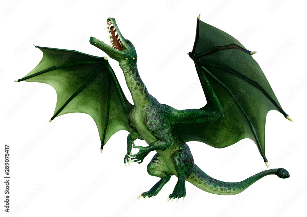 Fototapeta premium 3D Rendering Fairy Tale Dragon on White
