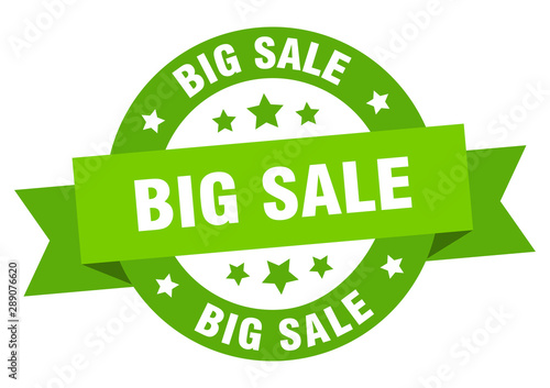 big sale ribbon. big sale round green sign. big sale