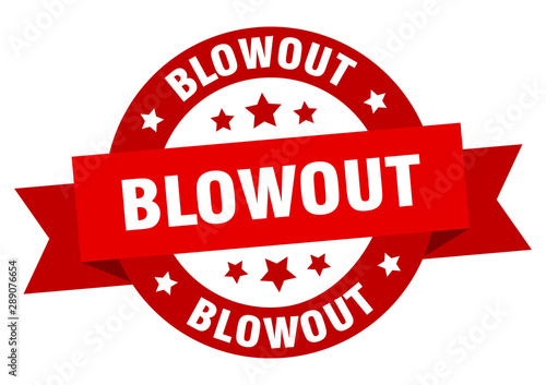 blowout ribbon. blowout round red sign. blowout