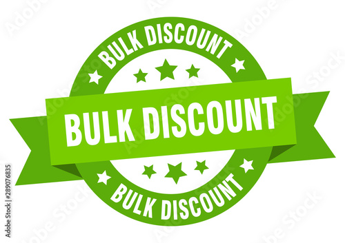 bulk discount ribbon. bulk discount round green sign. bulk discount