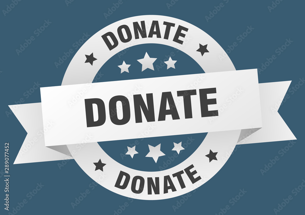 Fototapeta premium donate ribbon. donate round white sign. donate
