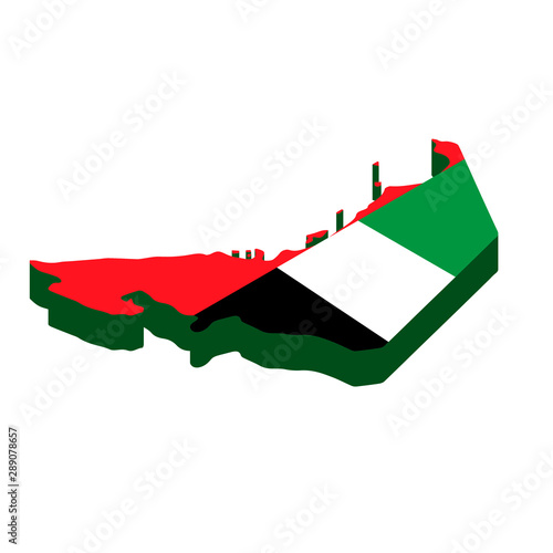 Map United Arab Emirates isometric . Map UAE.