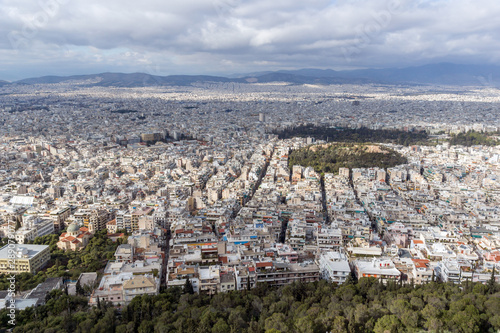Panorama of the city of Athens from Lycabettus hill, Greece