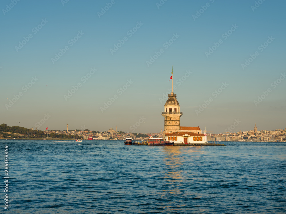Maiden's Tower ( Turkish; Kız Kulesi ) at morning sunrise, Istanbul, Turkey 