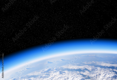 Ozone layer from space view of planet Earth photo