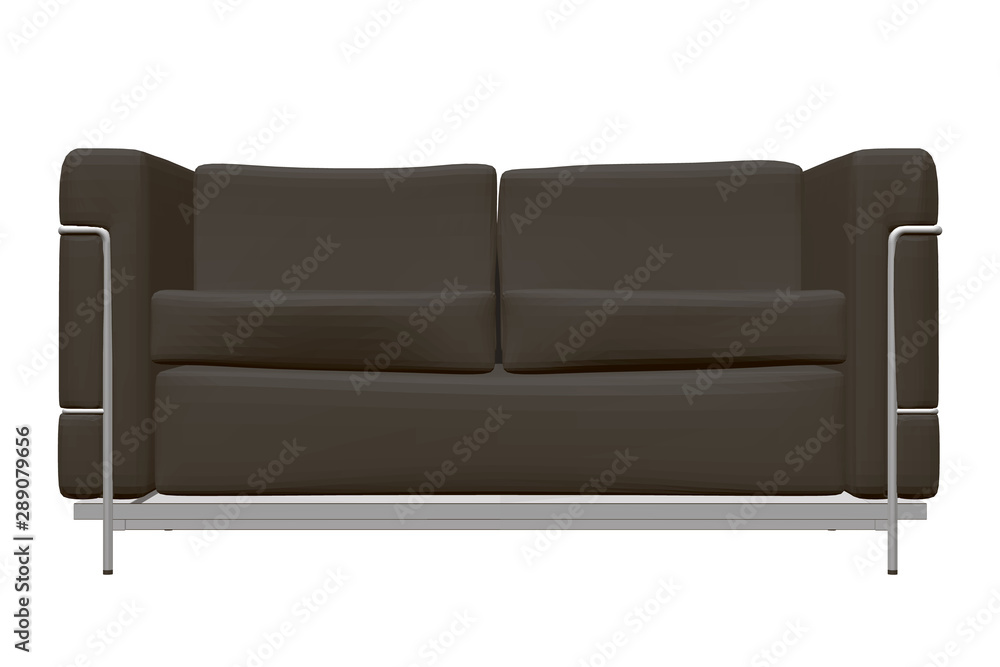 Realistic leather sofa. Front view. Polygonal sofa. 3D. Vector illustration. Realistic leather sofa. Front view. Polygonal sofa. 3D. Vector illustration.