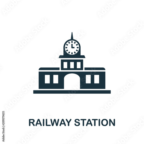 Railway Station vector icon symbol. Creative sign from buildings icons collection. Filled flat Railway Station icon for computer and mobile