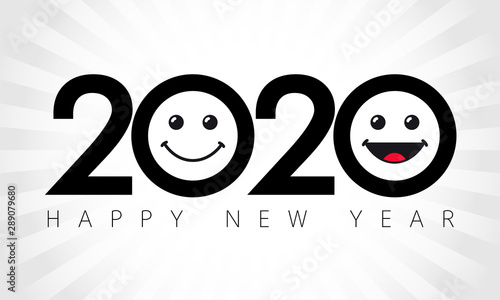 2020 emoji icons logotype, isolated abstract black emblem. Happy New Year smiling emoticon congratulating template. Thank you 2000 followers numbers. Class of 2020 graduates poster