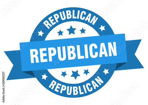 republican ribbon. republican round blue sign. republican