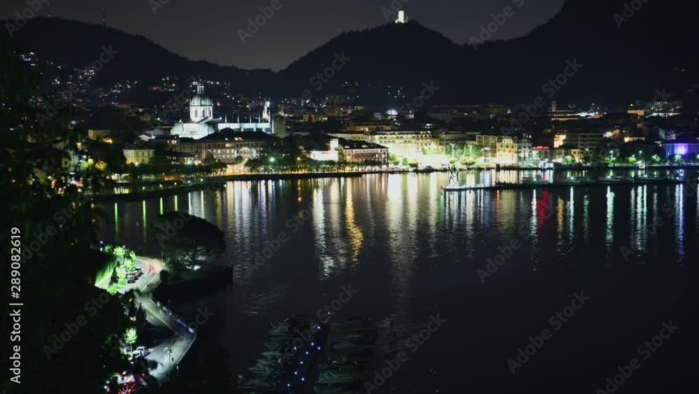 City of Como During Late Evening Hours. Lombardy, Italy. Time Lapse Video. City of Como During Late Evening Hours. Lombardy, Italy. Time Lapse Video.