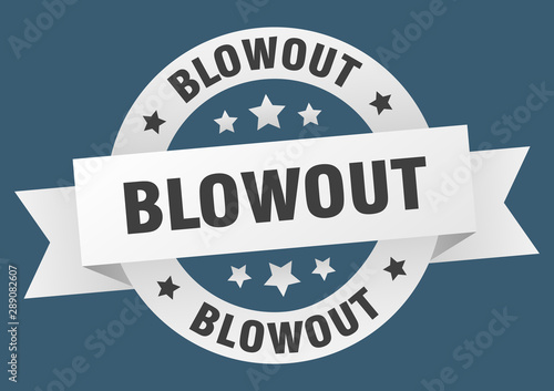 blowout ribbon. blowout round white sign. blowout