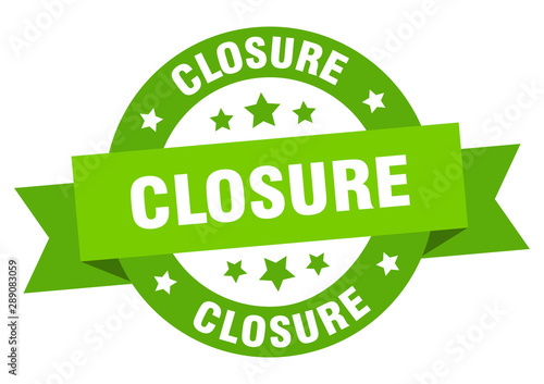 closure ribbon. closure round green sign. closure