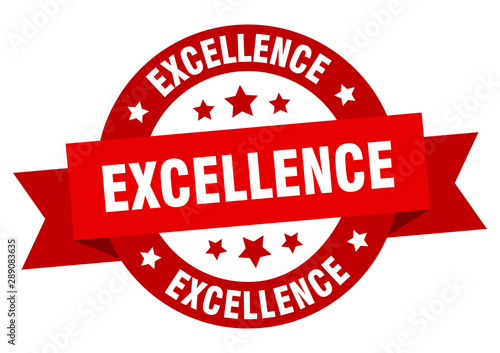 excellence ribbon. excellence round red sign. excellence