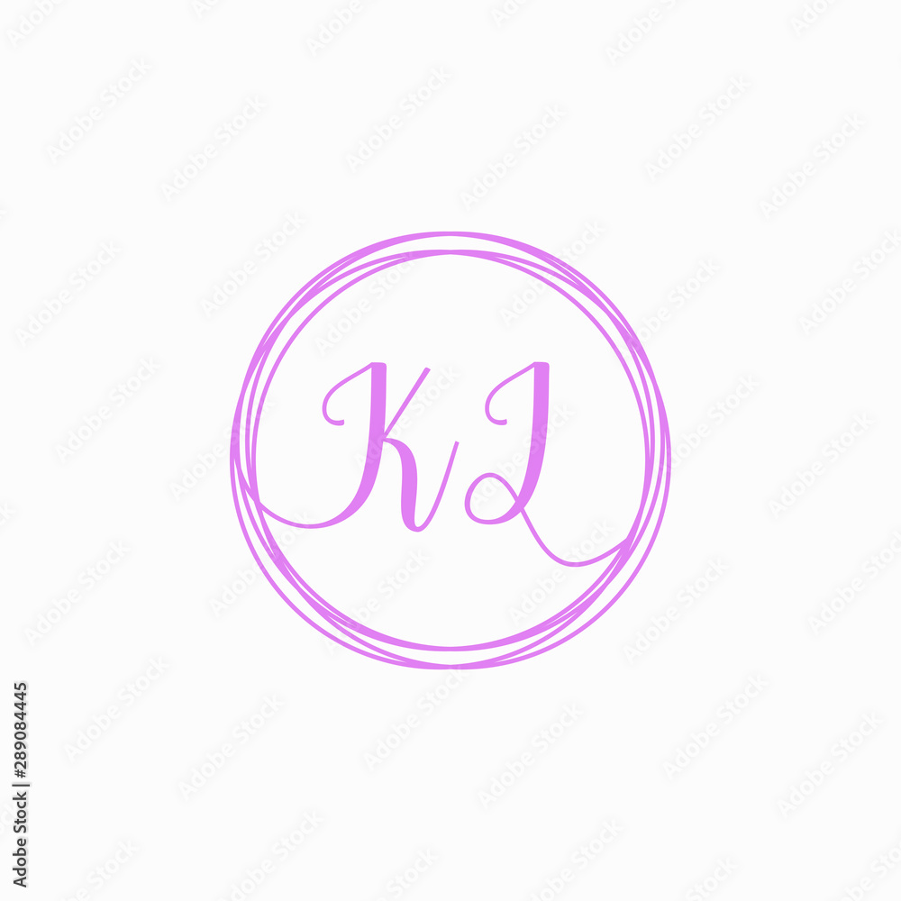 KI Initial Handwriting logo template, Creative fashion logo design, couple concept -vector KI Initial Handwriting logo template, Creative fashion logo design, couple concept -vector