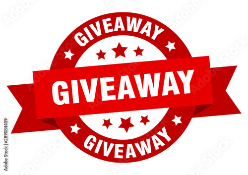 giveaway ribbon. giveaway round red sign. giveaway