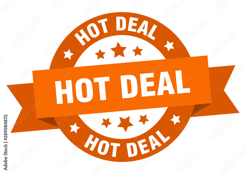 Obraz premium hot deal ribbon. hot deal round orange sign. hot deal