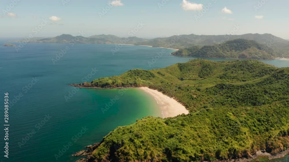 Aerial drone tropical beach and clear blue water. El nido, Philippines, Palawan. Seascape with tropical island, ocean blue water. Summer and travel vacation concept Aerial drone tropical beach and clear blue water. El nido, Philippines, Palawan. Seascape with tropical island, ocean blue water. Summer and travel vacation concept