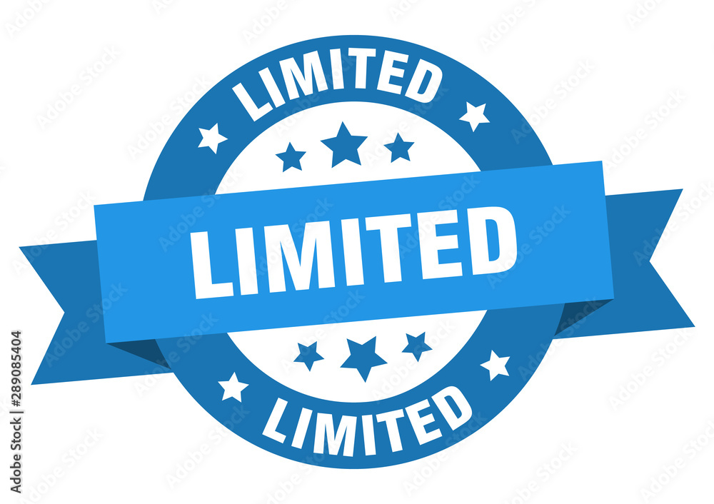 Fototapeta premium limited ribbon. limited round blue sign. limited