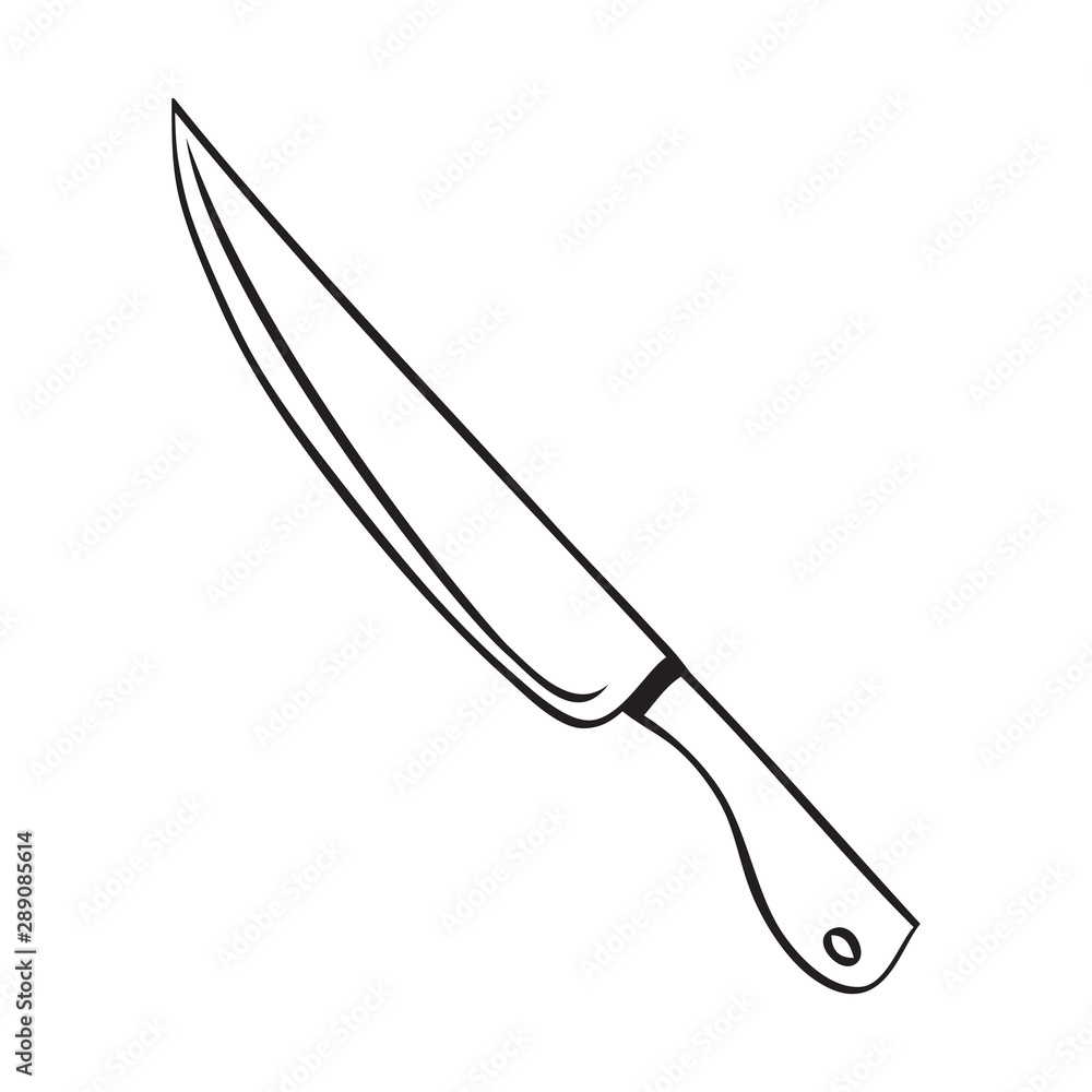 Obraz premium Black and white vector illustration of knife