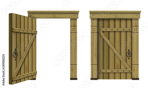 Antique wooden arched door fantasy