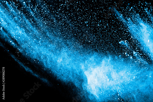 Fototapeta Naklejka Na Ścianę i Meble -  Blue color powder explosion on black background.