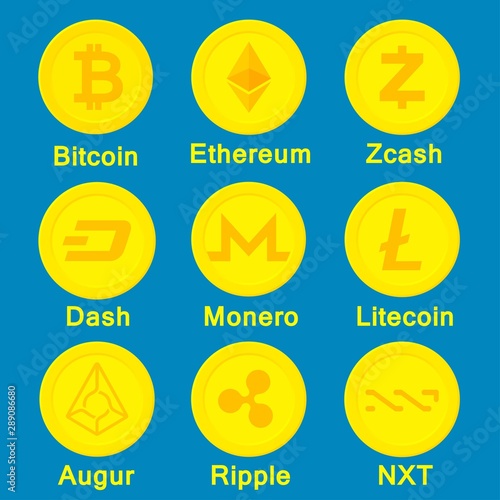 Set of cryptocurrency money icon vector illustration
