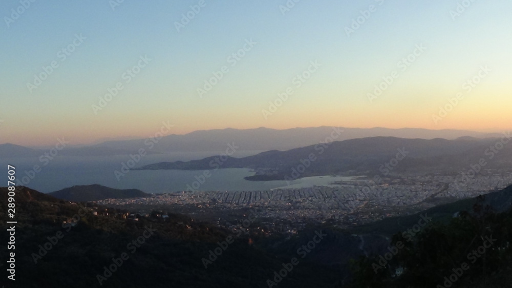 Coastal city at sunset Coastal city at sunset