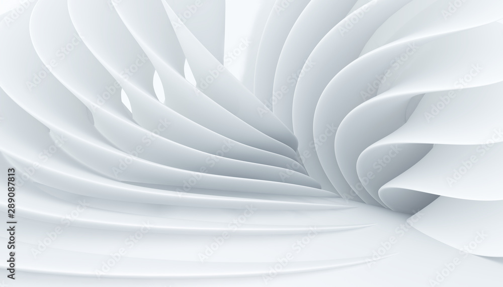 Fototapeta Abstrakcjonistyczne białe wnętrze z fantastycznymi falami. Fototapeta 3D.