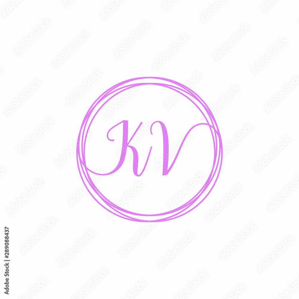 KV Initial Handwriting logo template, Creative fashion logo design, couple concept -vector KV Initial Handwriting logo template, Creative fashion logo design, couple concept -vector