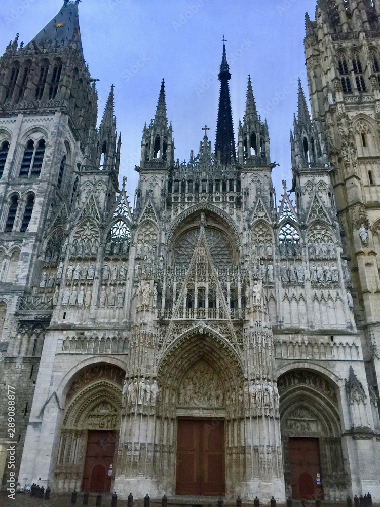 Rouen Cathedral. Roman Catholic church in Rouen, Normandy, France. It is the see of the Archbishop of Rouen, Primate of Normandy. The cathedral is in the Gothic architectural tradition.