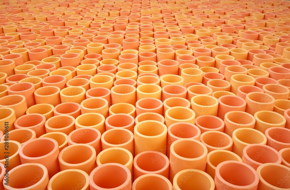 Fototapeta premium Orange tubes of different shades.