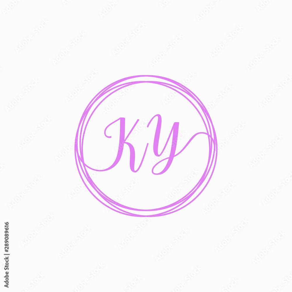 KY Initial Handwriting logo template, Creative fashion logo design, couple concept -vector KY Initial Handwriting logo template, Creative fashion logo design, couple concept -vector