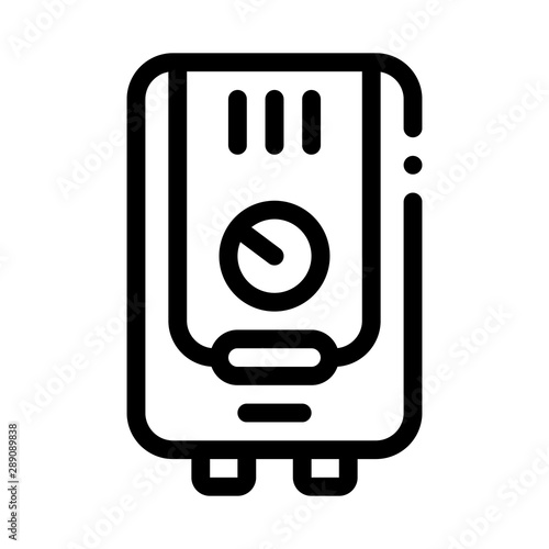 Gaz Boiler Heating System Equipment Vector Icon Thin Line. Cool And Humidity, Airing, Ionisation And Heating Concept Linear Pictogram. Conditioning Related Monochrome Contour Illustration