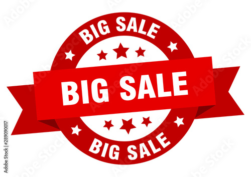 big sale ribbon. big sale round red sign. big sale