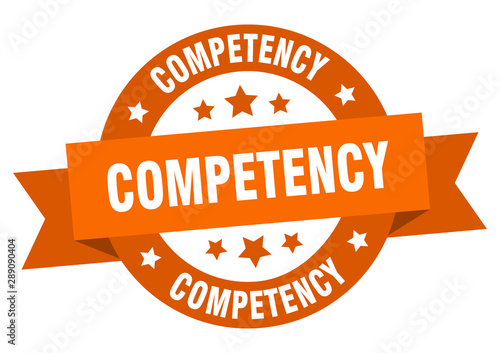 competency ribbon. competency round orange sign. competency