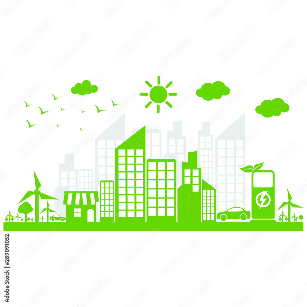 Green city concept with beautiful natural energy.
