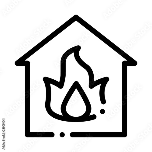 Building And Flame Heating Equipment Vector Icon Thin Line. Cool And Humidity, Airing, Ionisation And Heating Concept Linear Pictogram. Conditioning Related Monochrome Contour Illustration