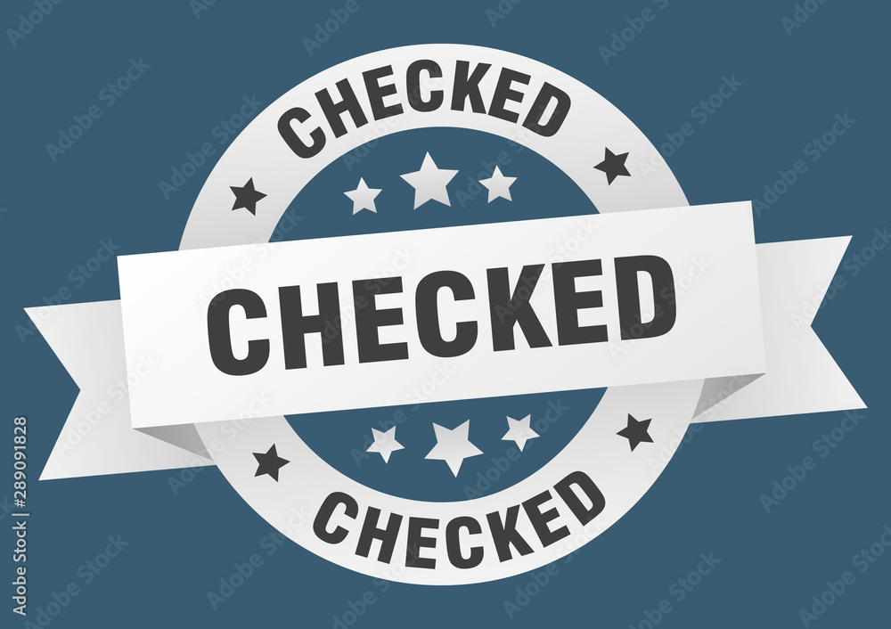 Fototapeta premium checked ribbon. checked round white sign. checked