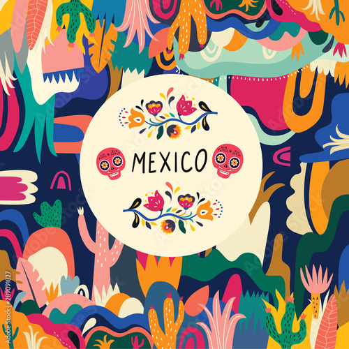 Mexico vector illustration. Colorful Mexican design. Abstract decor for Mexican holidays and party